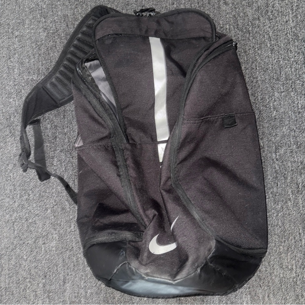 Nike Black and Silver Duffel Bag
